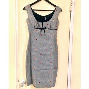 Vintage Laundry By Shelli Segal Gingham Dress with Floral Embroidery